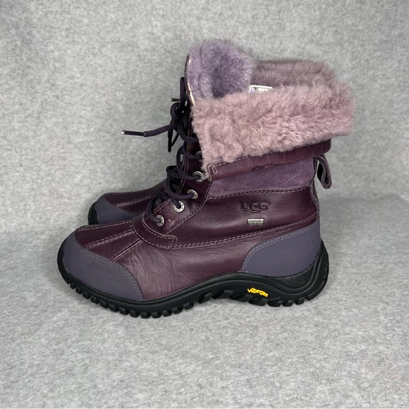 UGG Adirondack ll Leather Waterproof Vibram Winter Boots Womens 9 Purple Black - Picture 4 of 16